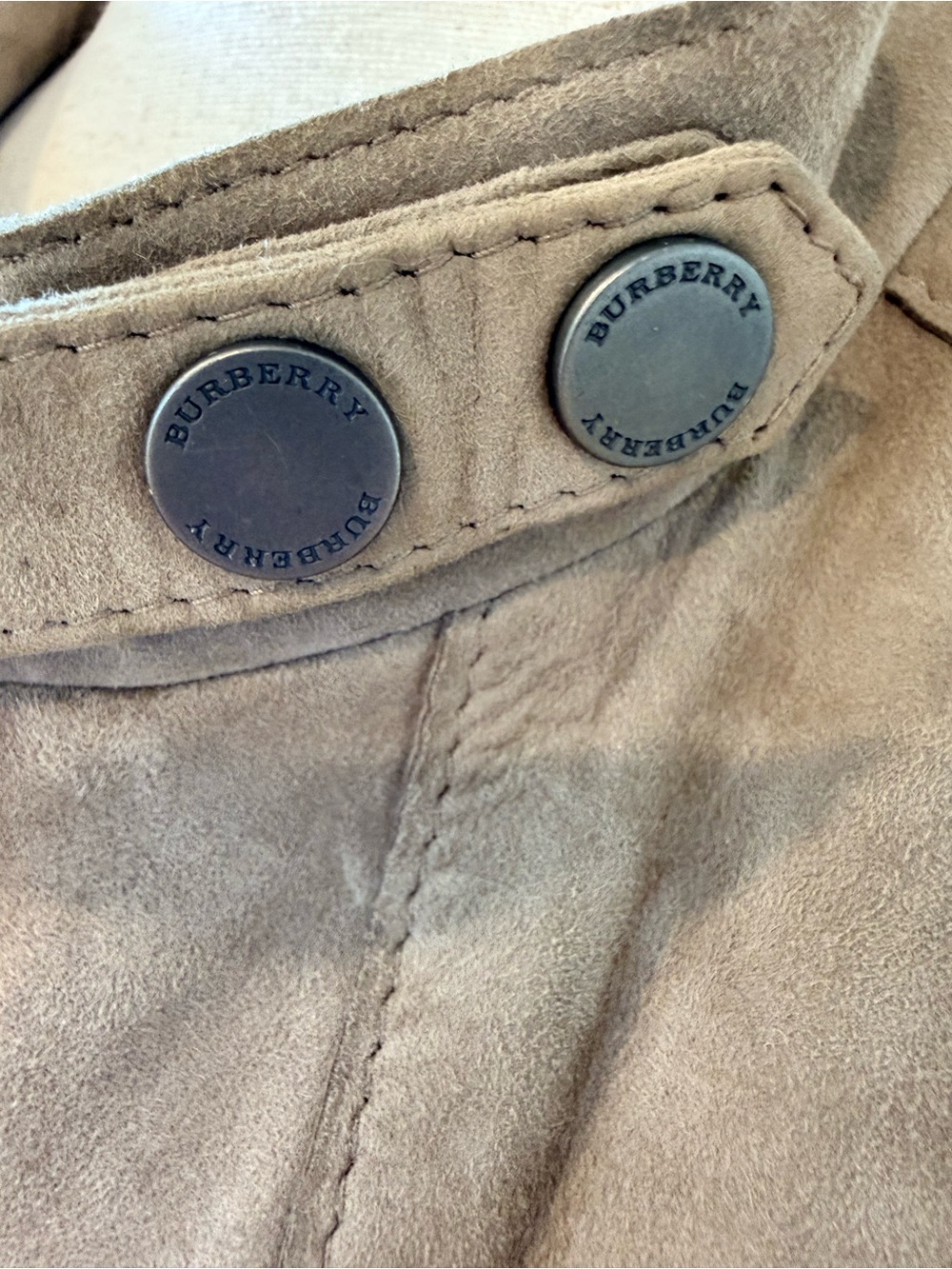 Burberry Taupe Suede Button-Front Jacket - Picture 4 of 16